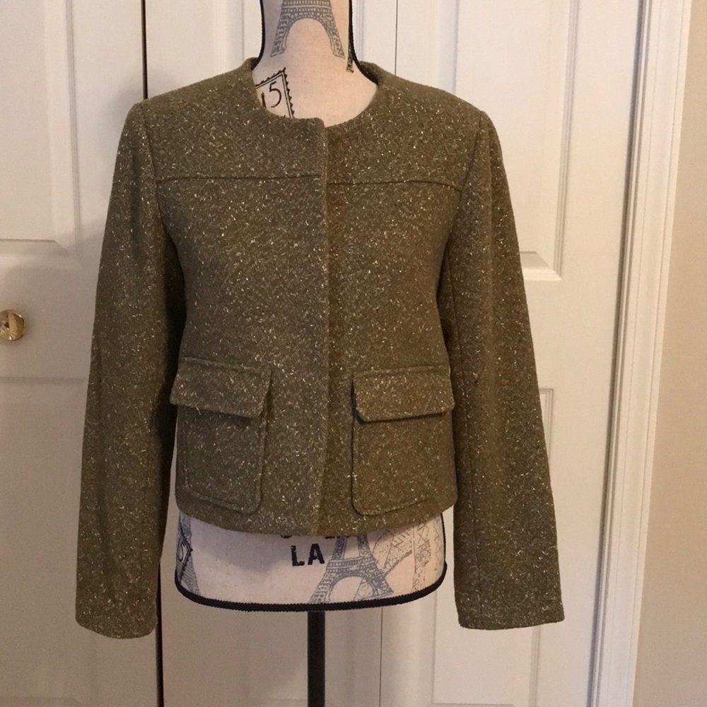 A New Day green tweed snap closure jacket sz8